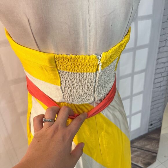 Maeve Anthropologie Sunshine yellow and white Striped Dress size 6P - Picture 10 of 16